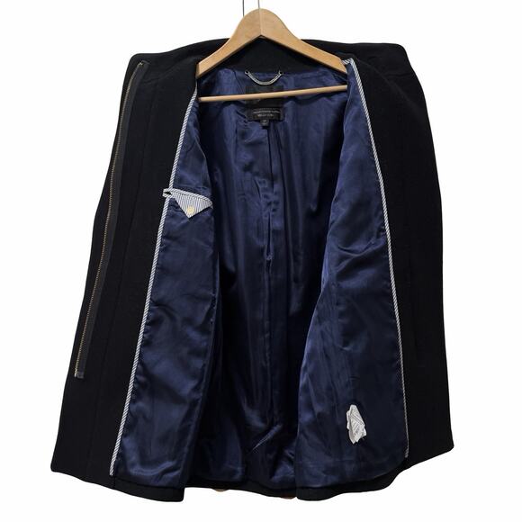 J Crew Womens Cocoon Italian Stadium Wool Blend Coat Size 2P Black Heavy Peacoat - Picture 5 of 11